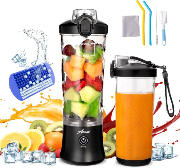 Asani Portable Personal Handheld Blender for Smoothies and Shakes with 20-ounce Travel Cup, Small Leak-Proof Juice Blender Bottle – USB Rechargeable Mini Juicer, Perfect Blender for Gym, Office, and Kitchen.