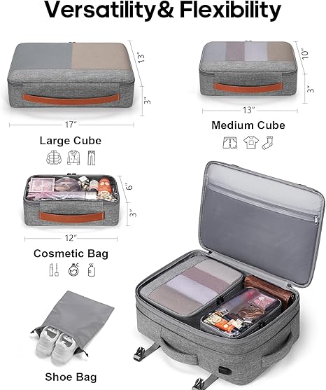 Bagsure Travel Backpack 42L Flight Approved Carry On Backpack, Expandable Laptop Backpack with Packing Cubes & Shoe Pocket, Water Resistant Luggage Daypack for Men Women Business Weekender Bag - Image 3