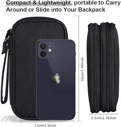 DDgro Electronics Travel Organizer, Tech Accessories Pouch Bag for Cables/Charger & Cords/Power Bank/Magic Mouse/Earphone (Small, Black) - Image 3