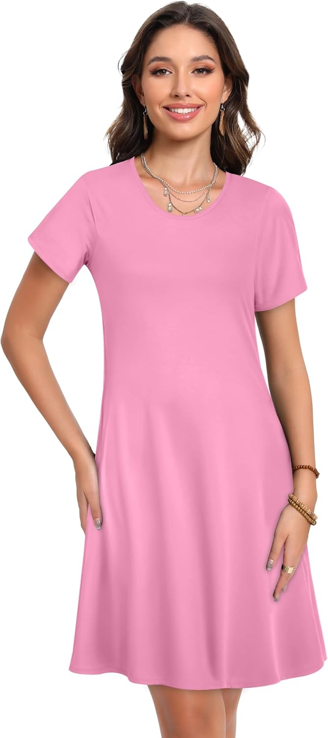 Women’s Summer Dresses with Short Sleeves – Casual T-Shirt Style Dress, Loose Summer Dress, Beach Cover-Up with Pockets - Image 2
