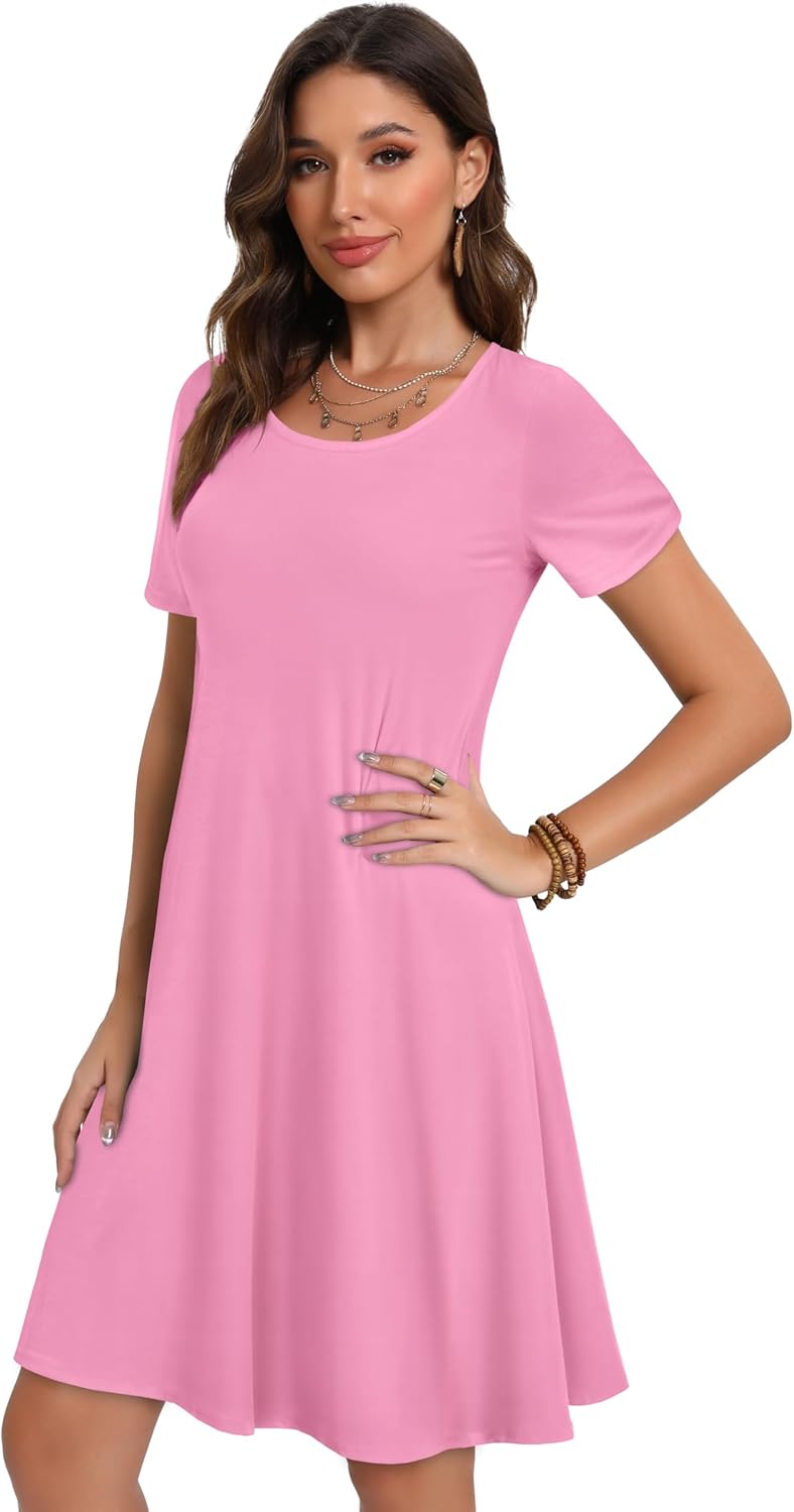 Women’s Summer Dresses with Short Sleeves – Casual T-Shirt Style Dress, Loose Summer Dress, Beach Cover-Up with Pockets - Image 3
