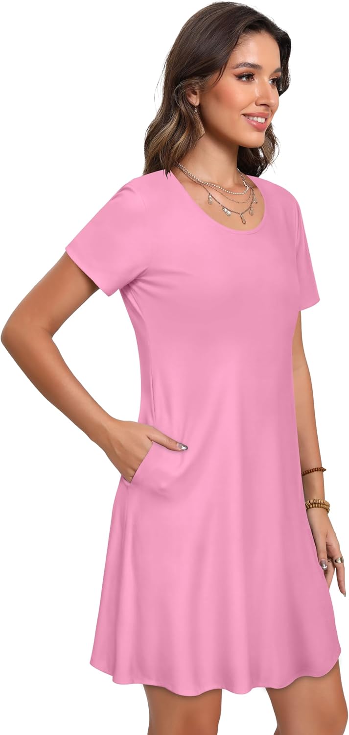 Women’s Summer Dresses with Short Sleeves – Casual T-Shirt Style Dress, Loose Summer Dress, Beach Cover-Up with Pockets - Image 4